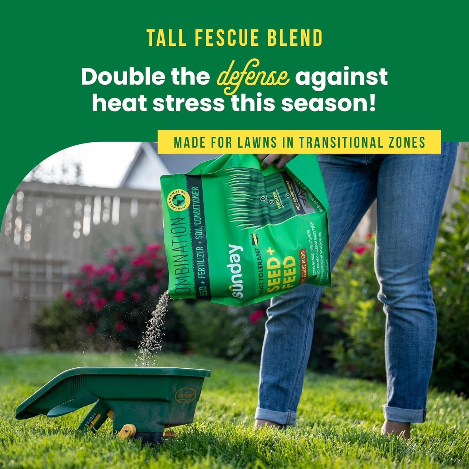 Heat Tolerant Seed + Feed – 3-in-1 Grass Seed, Fertilizer, & Soil Conditioner…