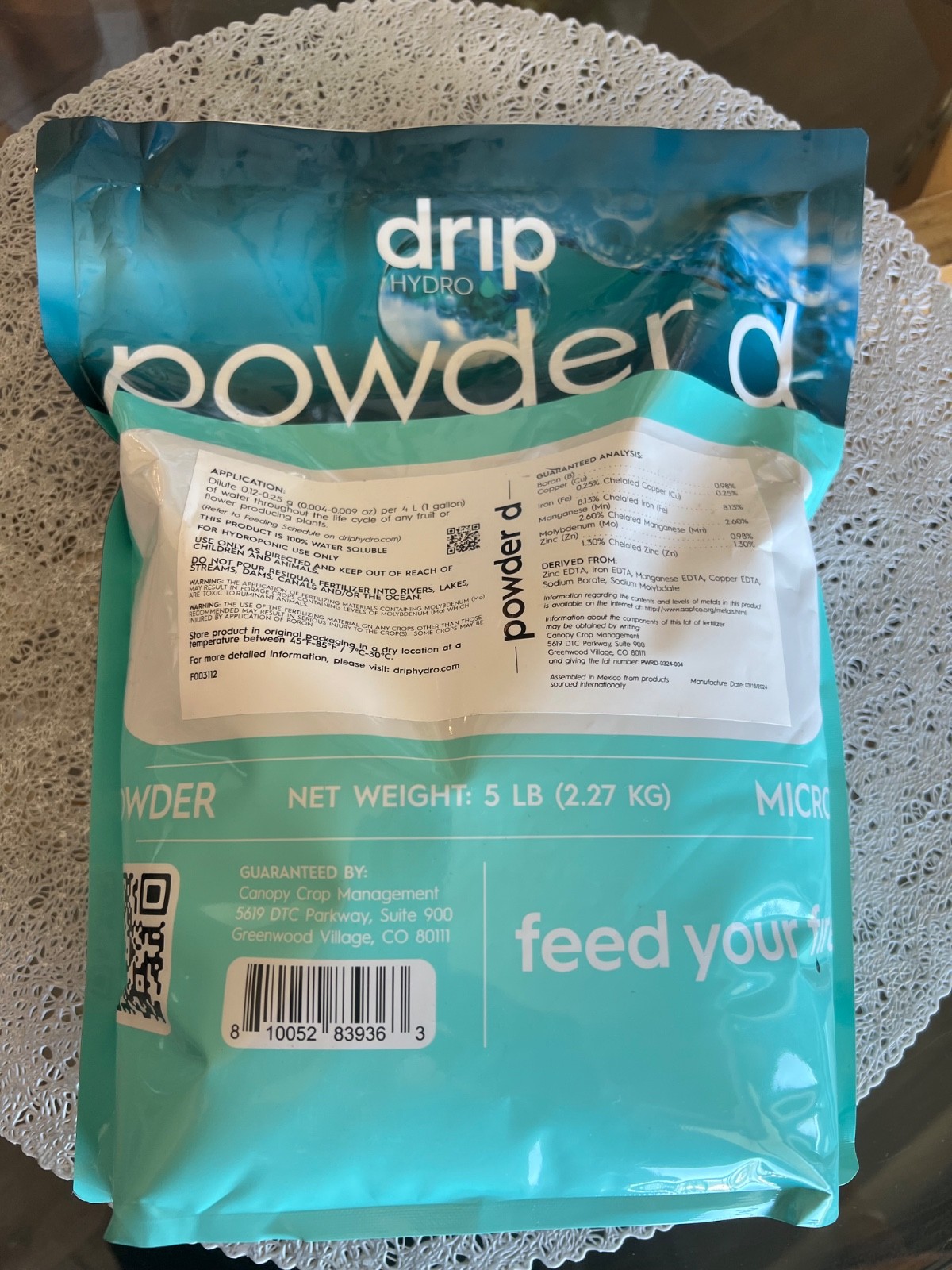 Drip Hydro POWDER D MICROS Micronutrients 5 LB BAG sealed new