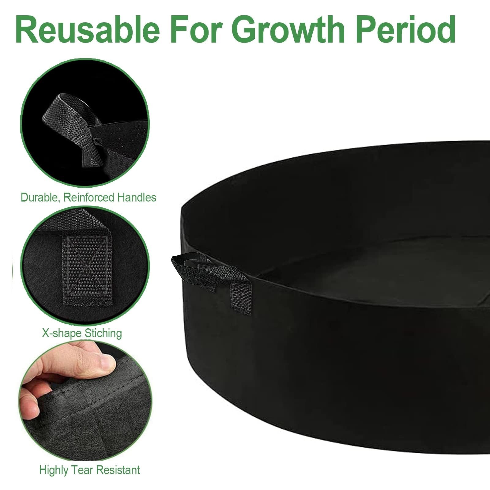 ZtohPyo 2-Pack 15 Gallon Grow Bags,Round Fabric Raised Garden Beds with 2 Han…