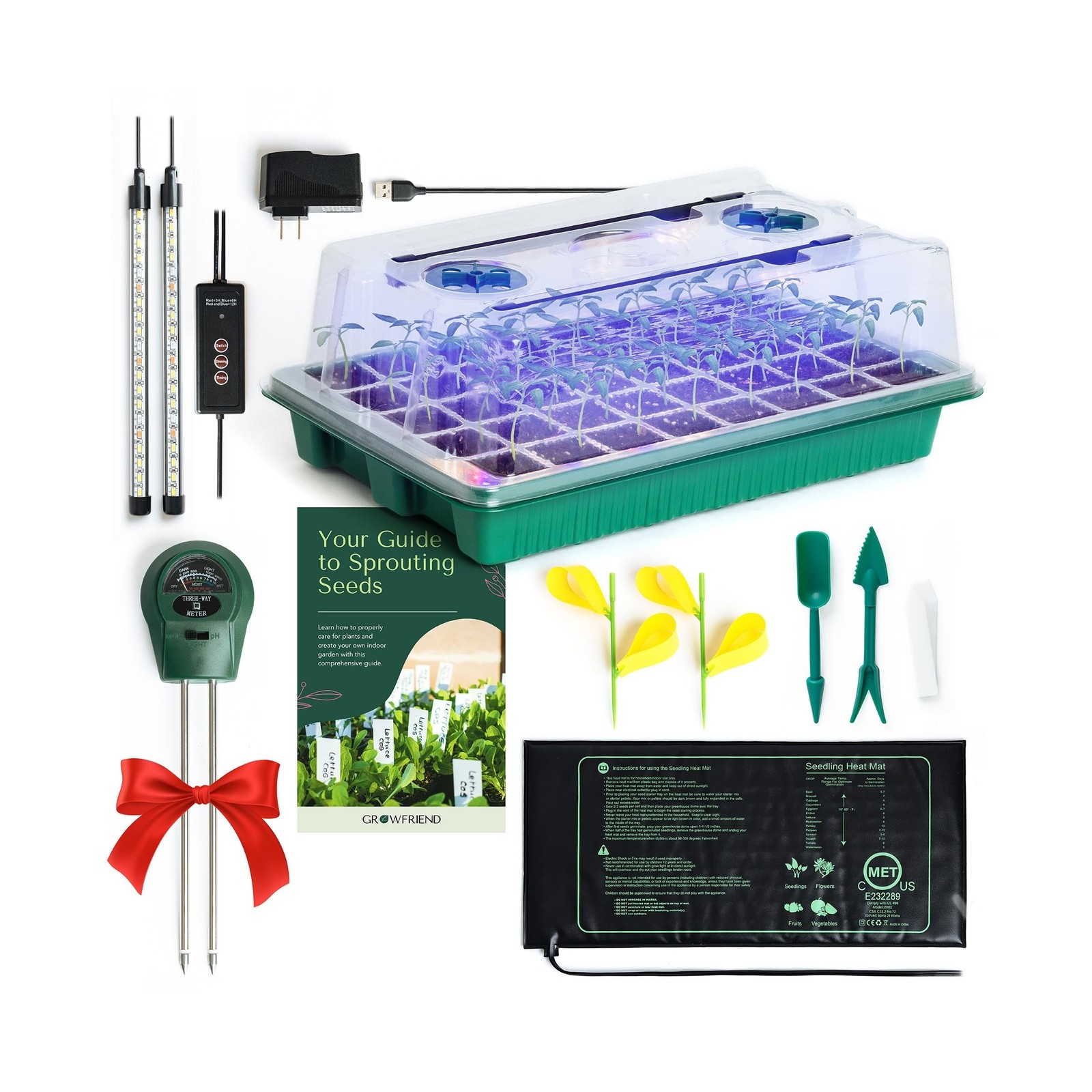 Seed Starter Kit with Grow Lights & Heat Mat – 40-Cell Seed Starter Tray,