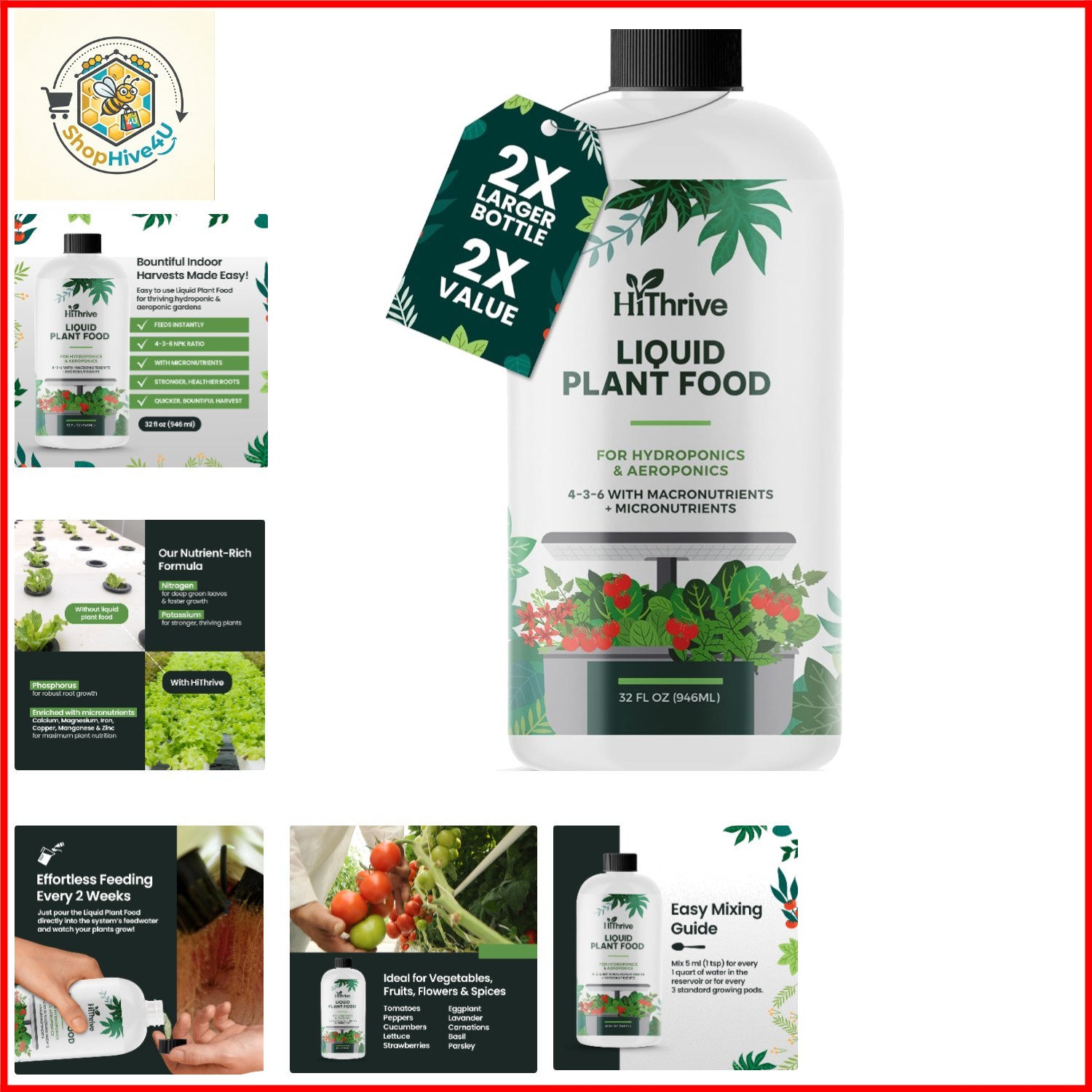 Aeroponics & Hydroponic Fertilizer, 4-3-6 NPK Formula, 32oz | Hydroponics Liq…
