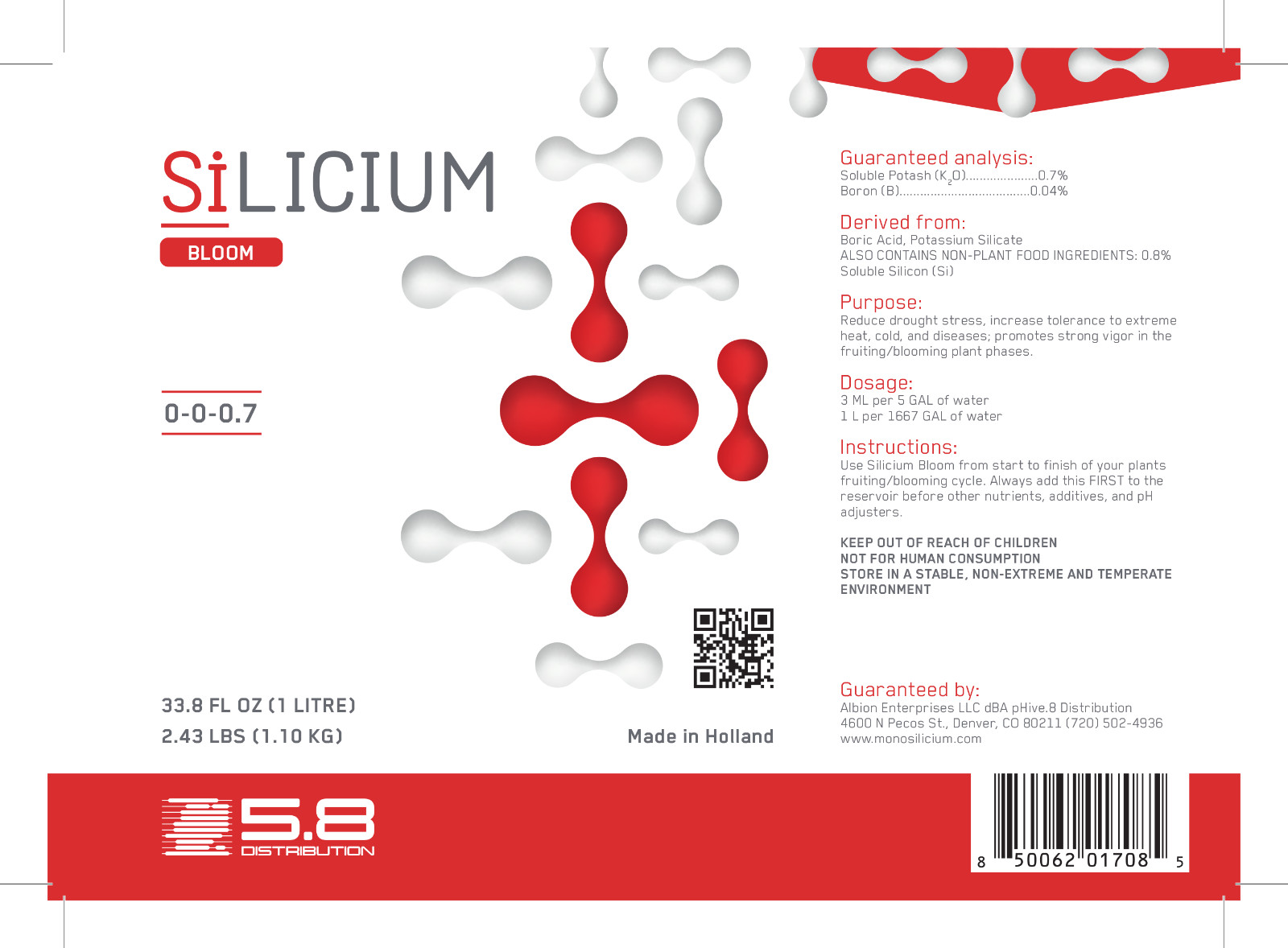 SiLicium Bloom Boosts Nutrient Uptake for Larger Blooms/Fruits 1 Liter Bottle