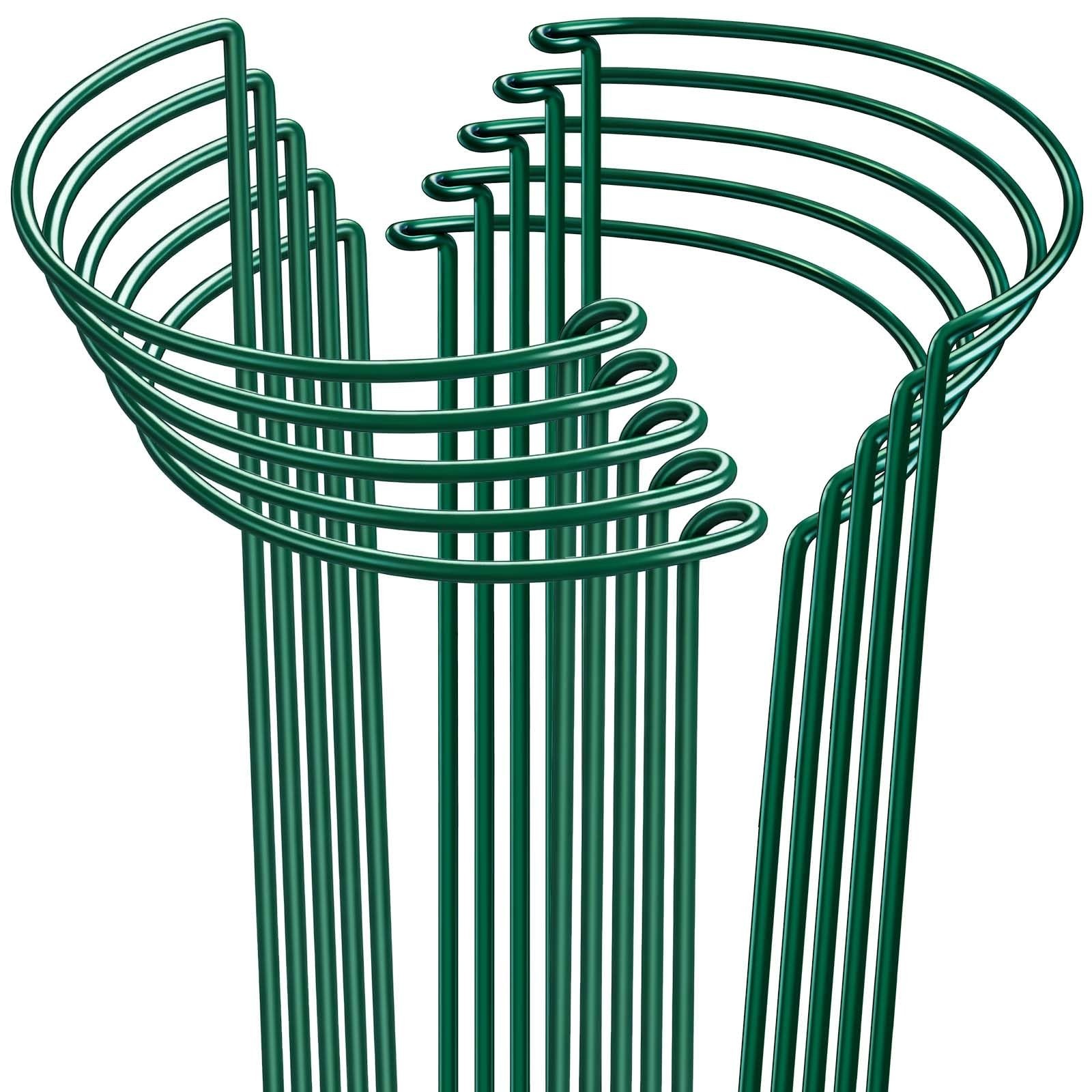 HiGift 10 Pack 24″ H x 10″ W Tall Plant Support Stakes, Half Round Metal Peon…