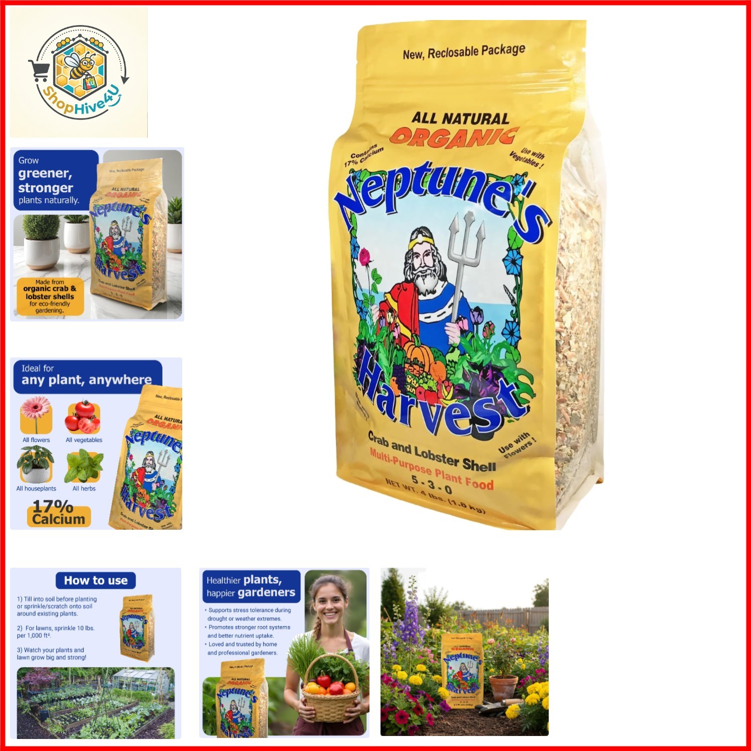 Neptune’s Harvest Organic Crab & Lobster Shell Multi-Purpose Plant Food 5-3-0…