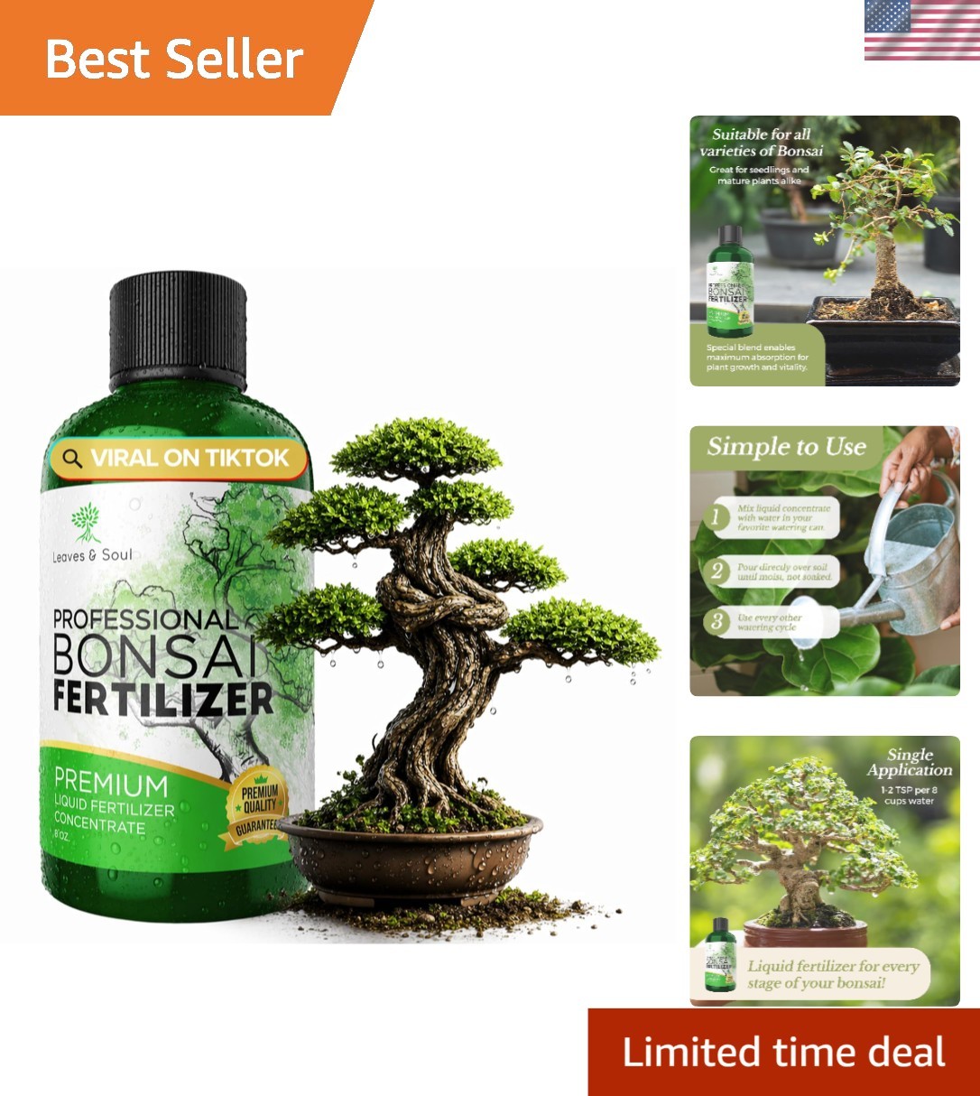 Liquid Bonsai Fertilizer 3-1-2 – 8 oz for Strong Roots & Vibrant Growth