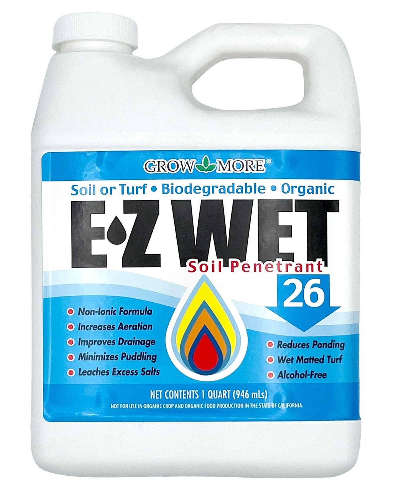 Grow More EZ Wet Soil Penetrant 26% – 1 Quart of Biodegradable Non-Ionic Surf…