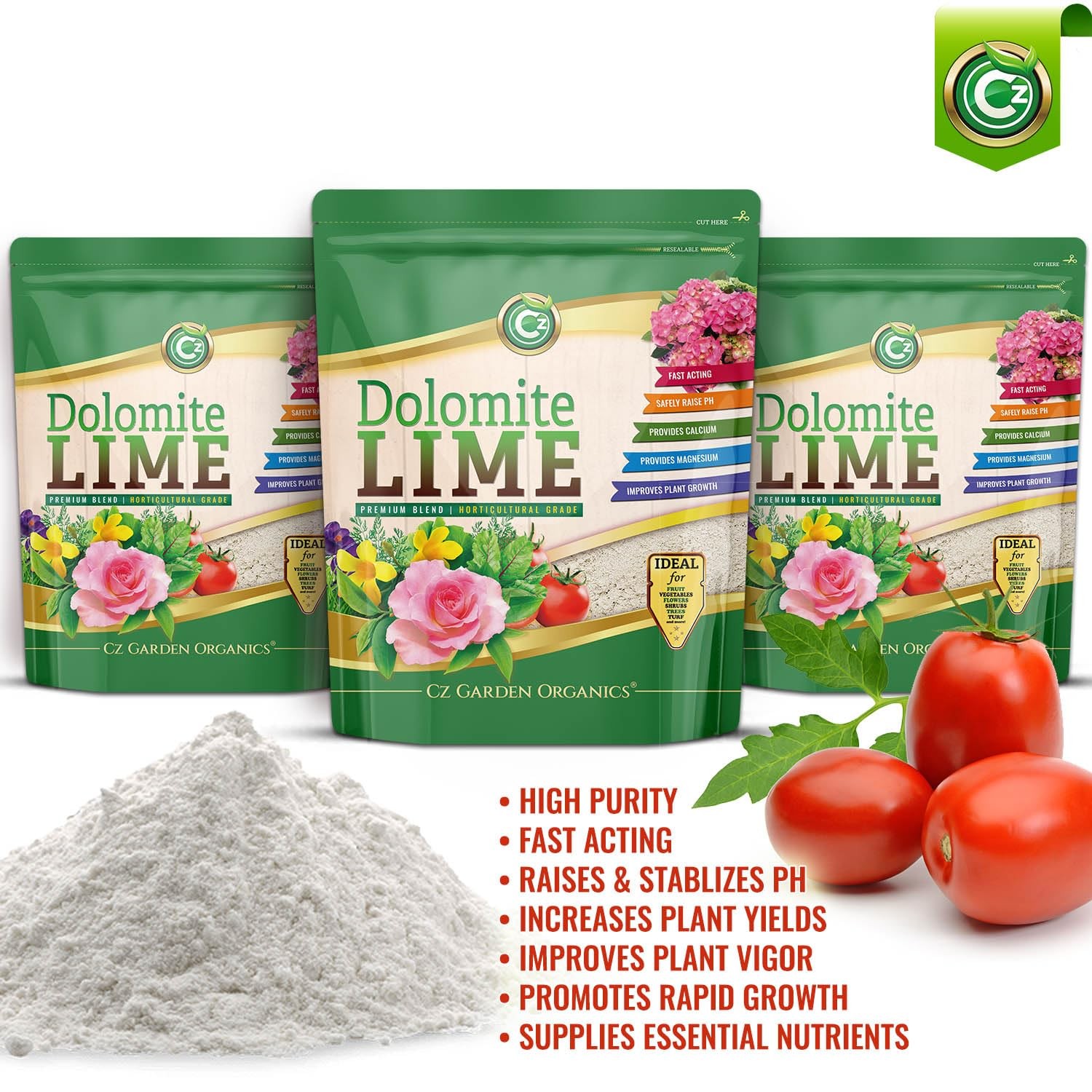 Organic Dolomite Lime 5LB – Made in USA – Garden Soil Amendment Fertilizer for