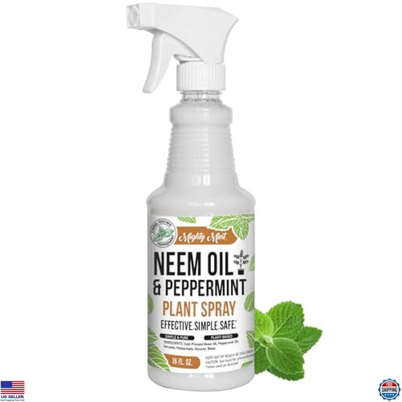 Neem Oil & Peppermint Plant Nutrient Spray – Natural Leaf Shine 16 oz