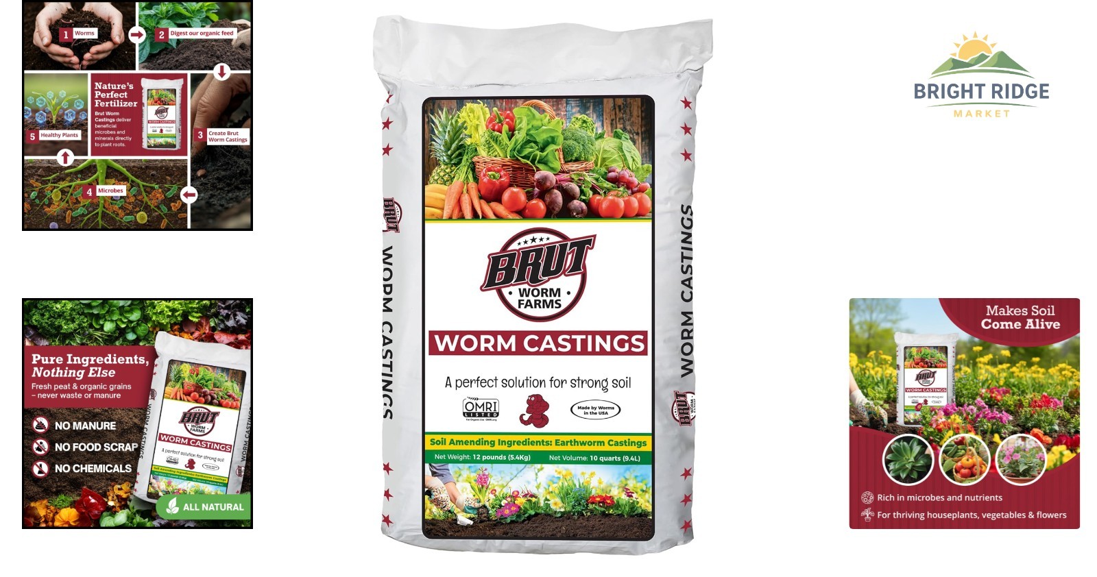 Certified Organic Worm Castings, 12 LB Granules for Healthy Plant Development