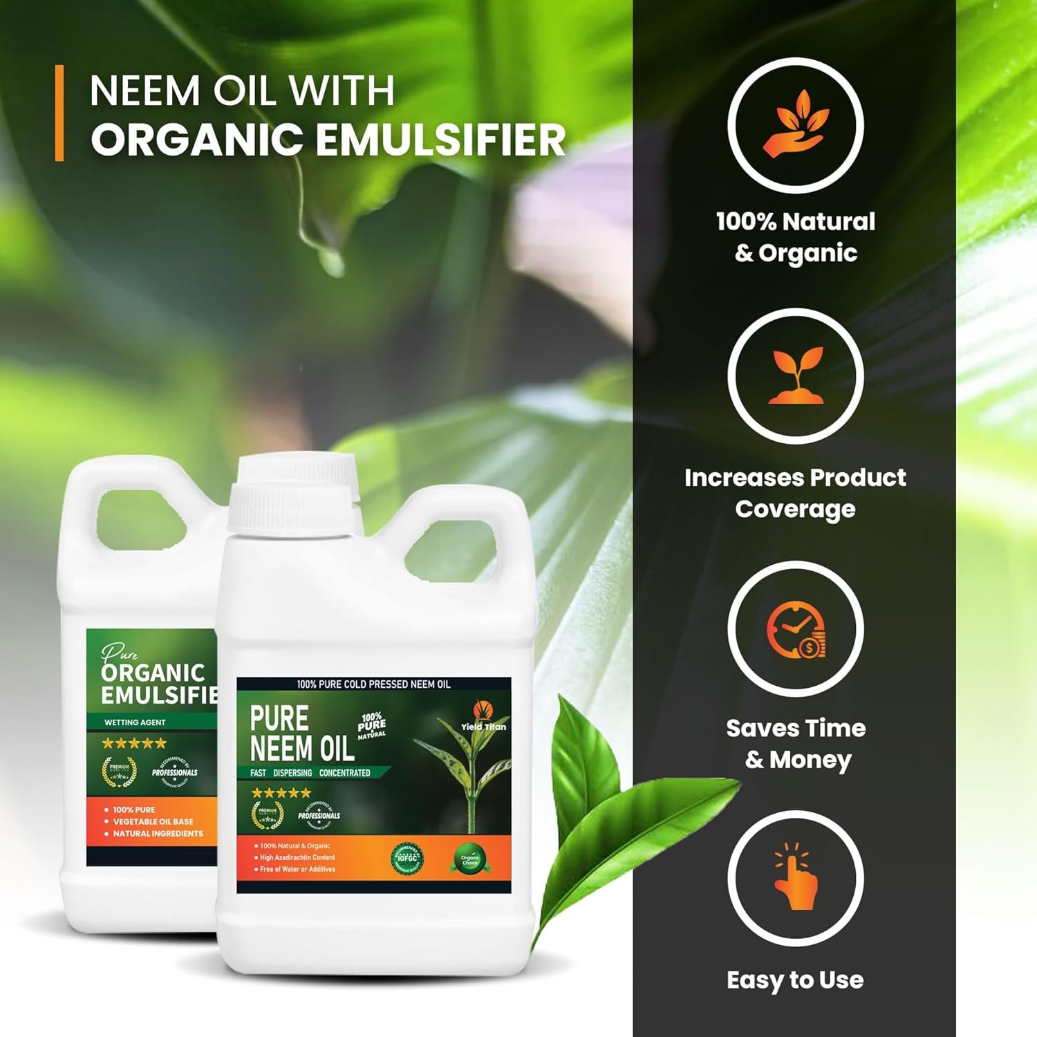 Yield Titan Organic Emulsifier & Neem Oil Combo – 100% Natural Plant Care