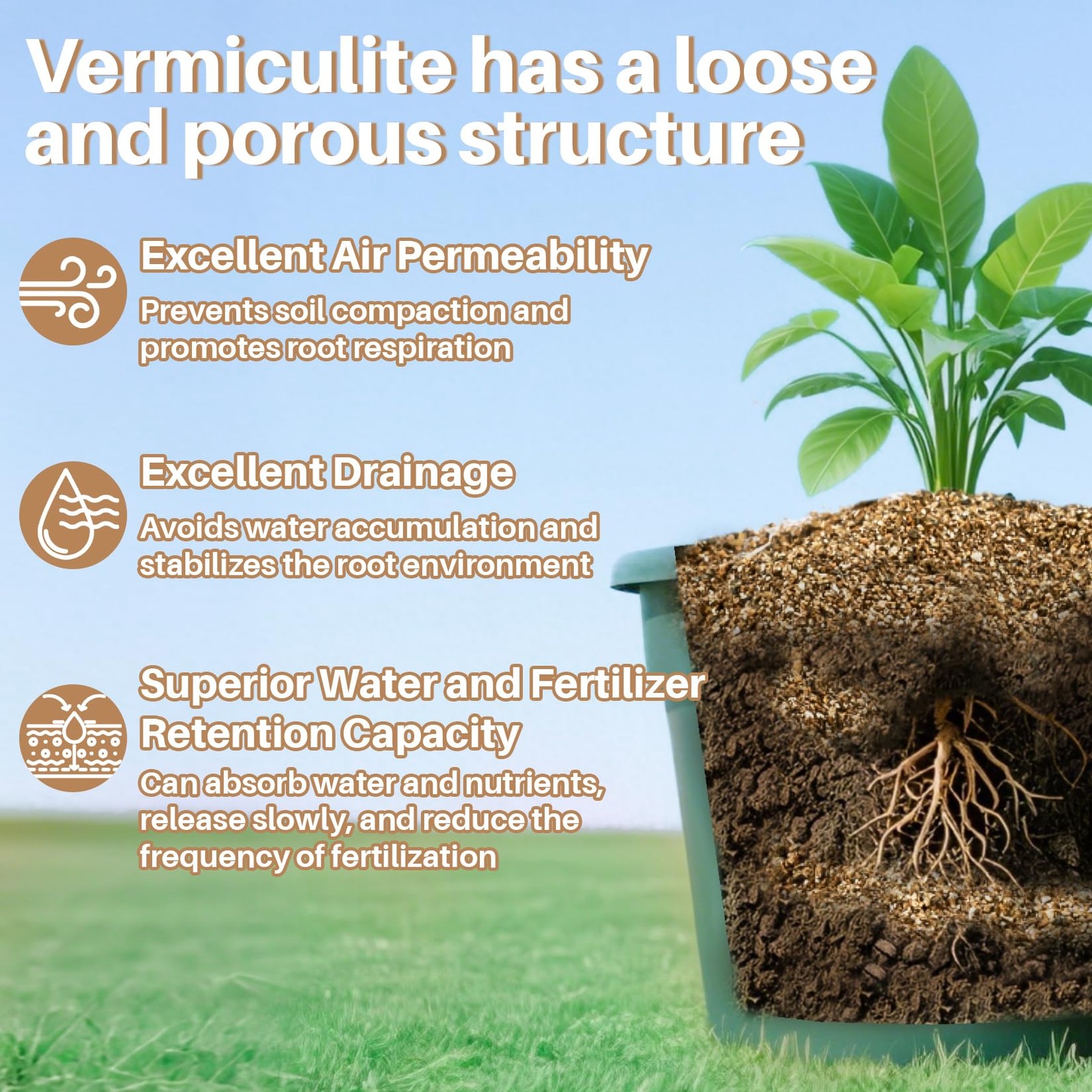 RAINFLOW Vermiculite – 14OZ for Gardening Organic Soil Yellow