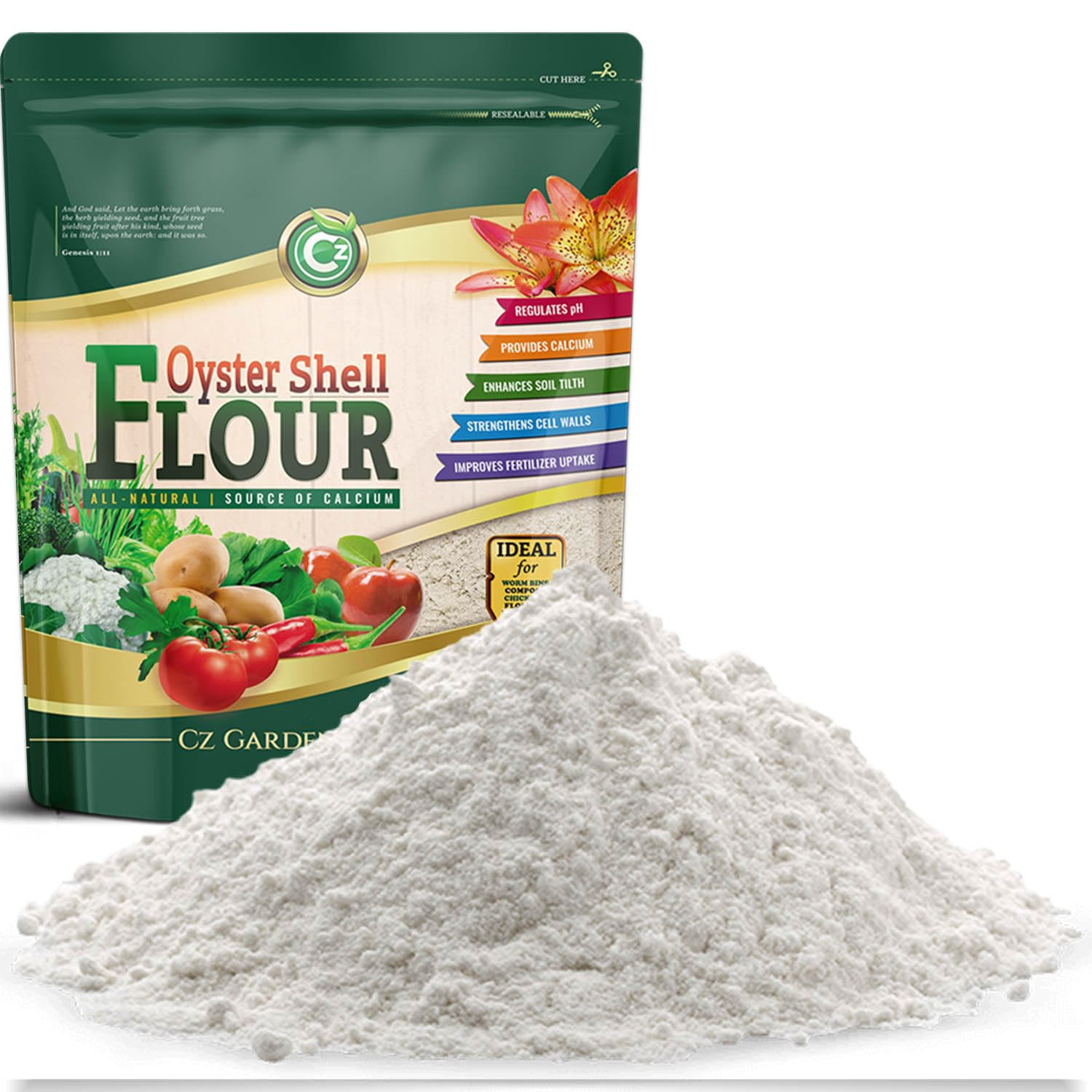 Oyster Shell Flour 5LB – Made in USA Soil Amendment Fertilizer for Indoor/Outdoo