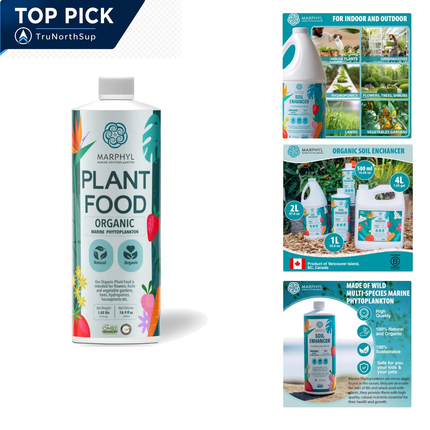 Organic Liquid Plant Fertilizer 16.9 oz for Indoor & Outdoor Vegetables, Flow…