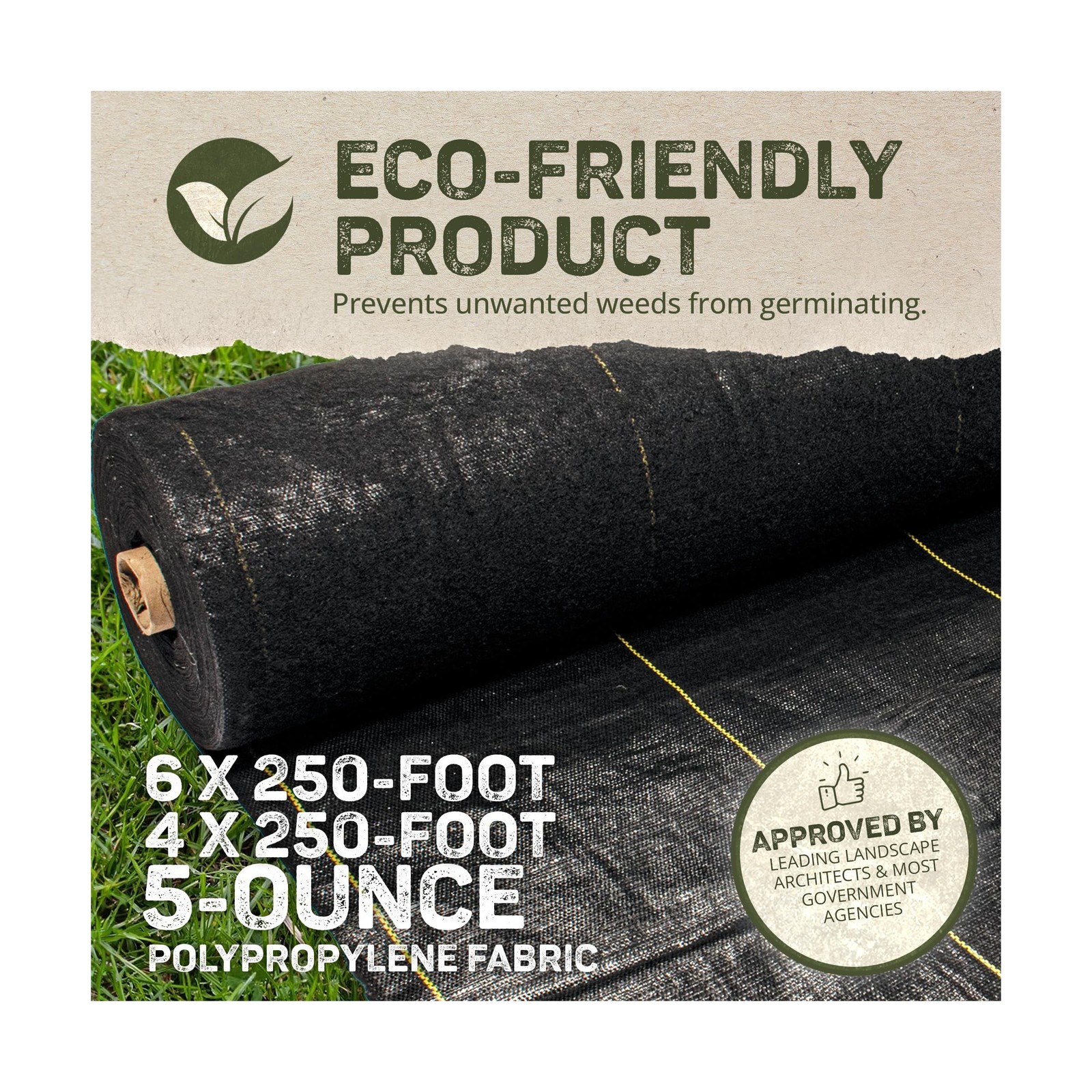 Dewitt Pro-5 Weed Barrier Fabric 5 oz, 4×250 & 6×250 Feet – Heavy-Duty Wov