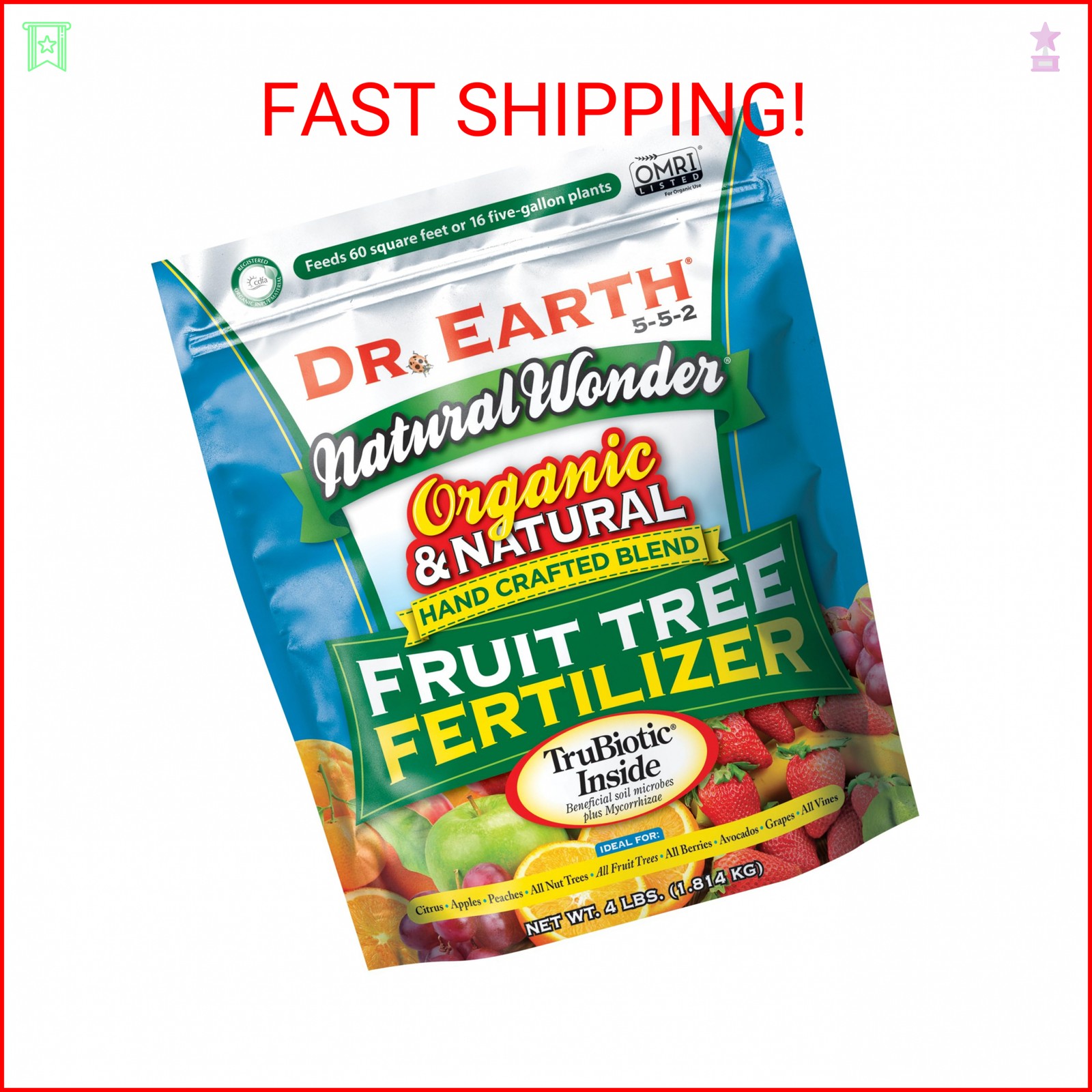 Dr. Earth Natural Wonder Organic Fruit Tree Fertilizer – 4lb 5-5-2