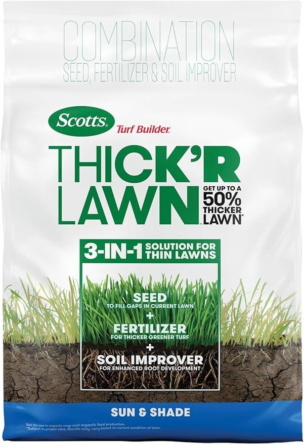 Scotts Turf Builder Thick’R Lawn Sun and Shade, Combination Seed, Fertilizer and