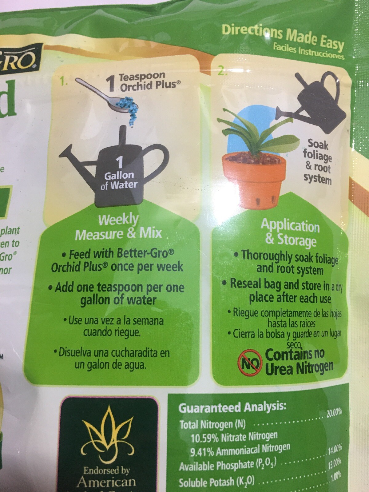 Better Gro ORCHID Plus Fertilizer(20-14-13) Water Soluble, 1-16oz Bag