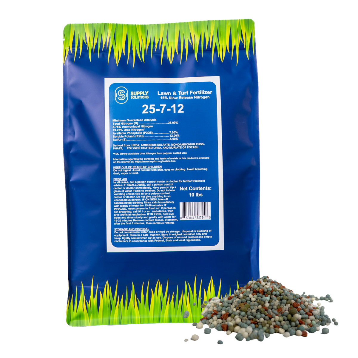 25-7-12 Lawn & Turf Fertilizer – Lawn, Turf and Garden Plants Food – 10 Lbs