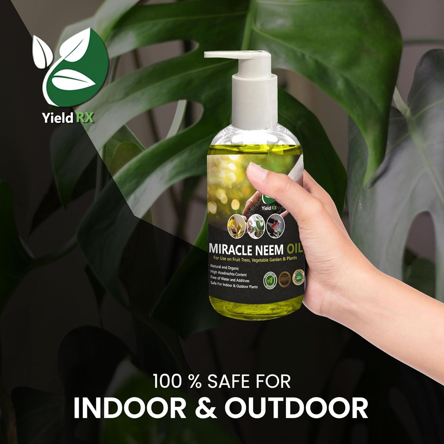 Yield RX 100% Pure Cold Pressed Neem Oil for Indoor & Outdoor Plants, Vegetables
