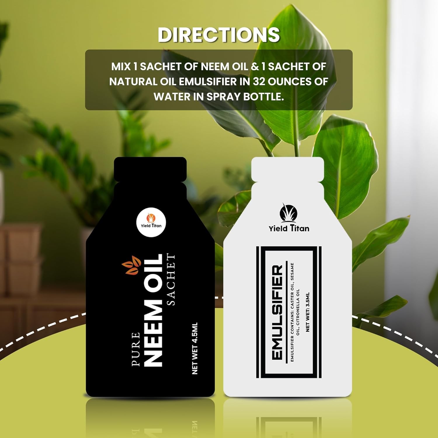 Yield Titan Neem Oil & Emulsifier Sachets (6+6) for Garden Plants Indoor/Out