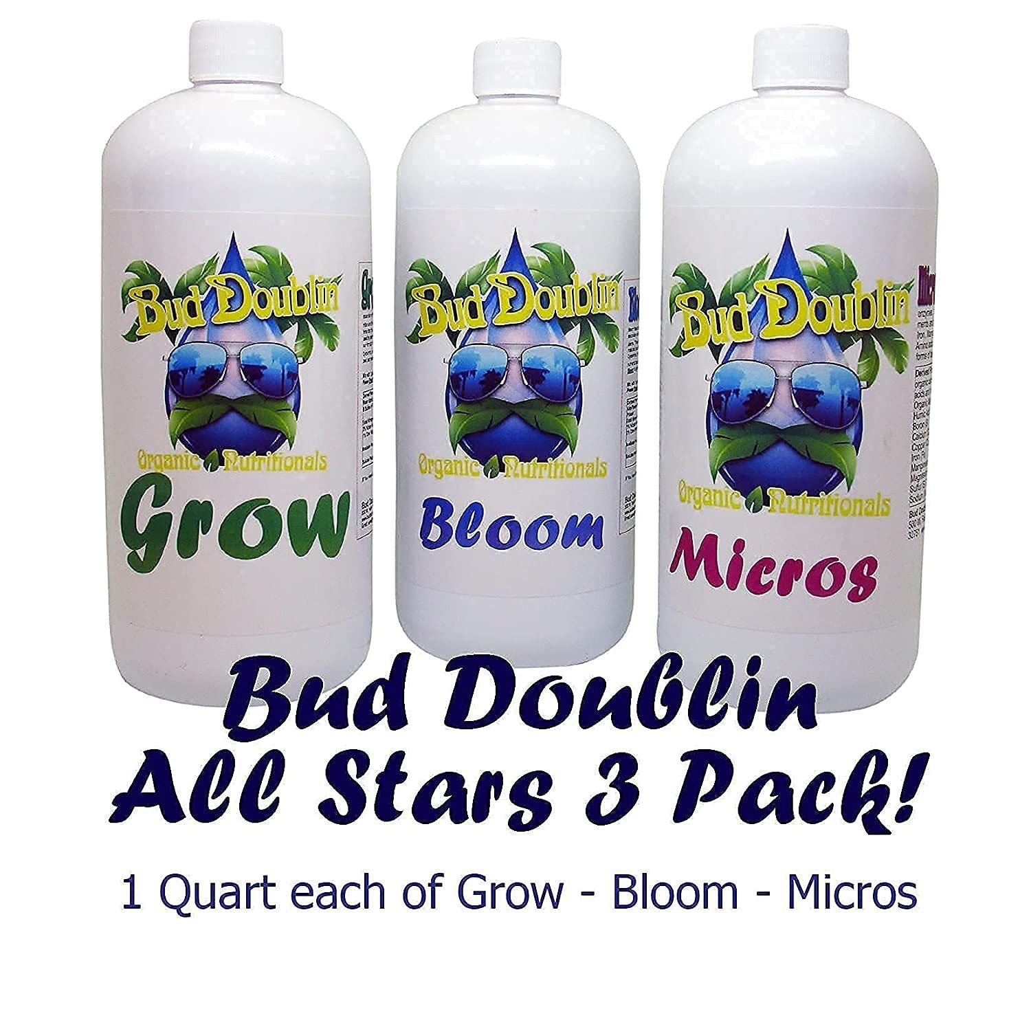Bud Doublin Grower’s 3 Pack- Grow, Bloom & Micros (1 Quart Each, 3 Pack)