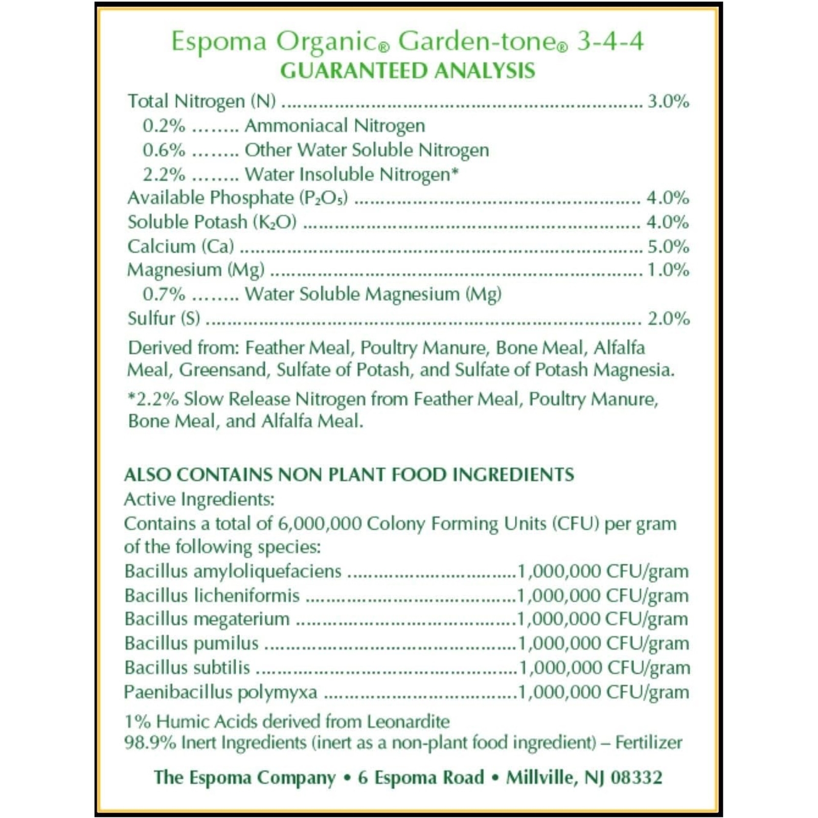 Espoma Organic Garden-tone 3-4-4 Plant Food, 4lbs