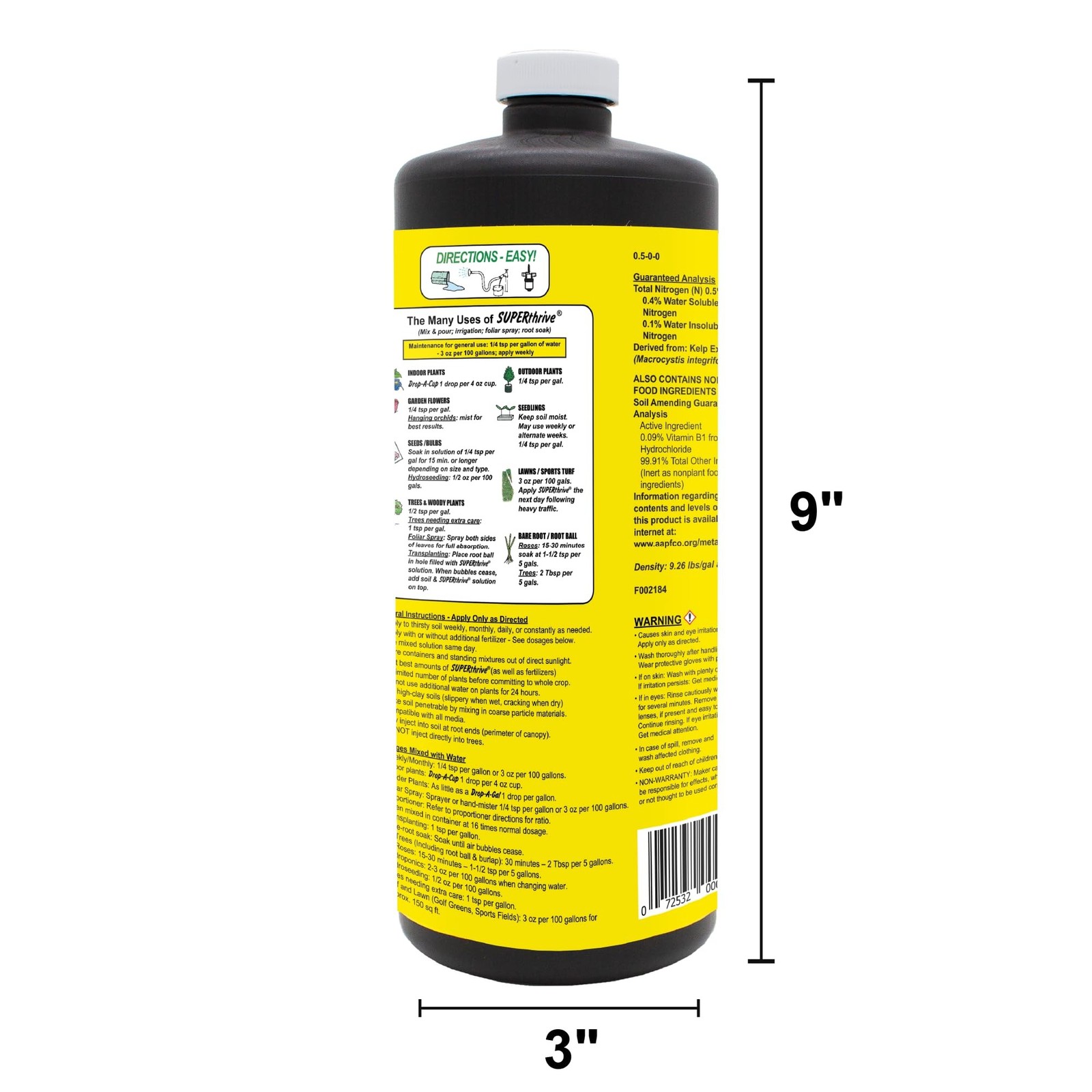 SUPERthrive VI30162 Plant Vitamin Solution, 1 Quart, Yellow