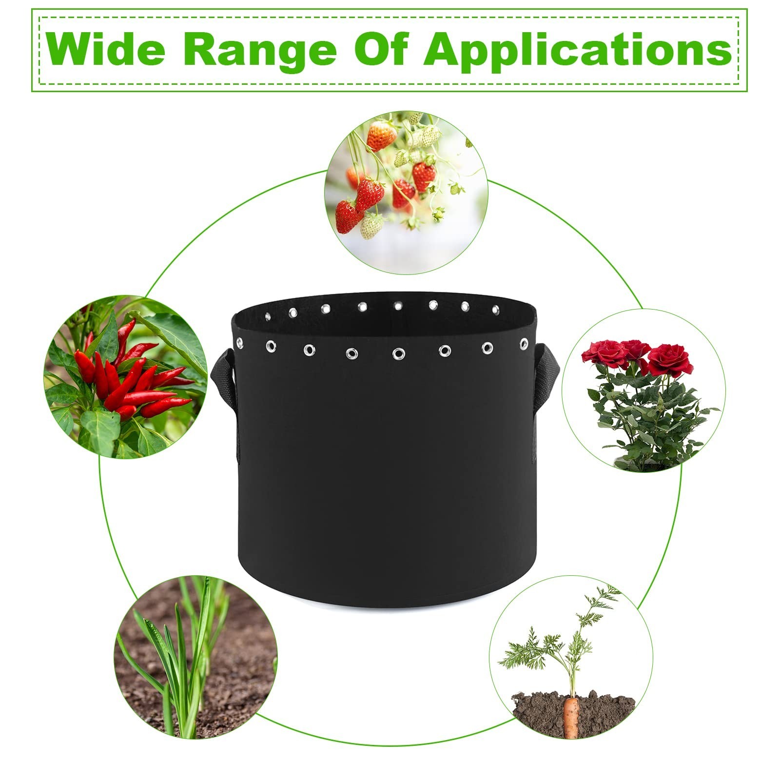 5 Gallon Plant Grow Bags 5-Packs with Holes,Thichkened Non-Woven Aeration Fab…