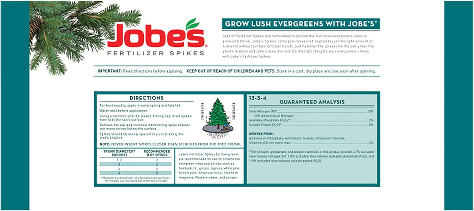 Jobe’S Slow Release Evergreen Fertilizer Spikes, Easy Plant Care for Cypress, Ar