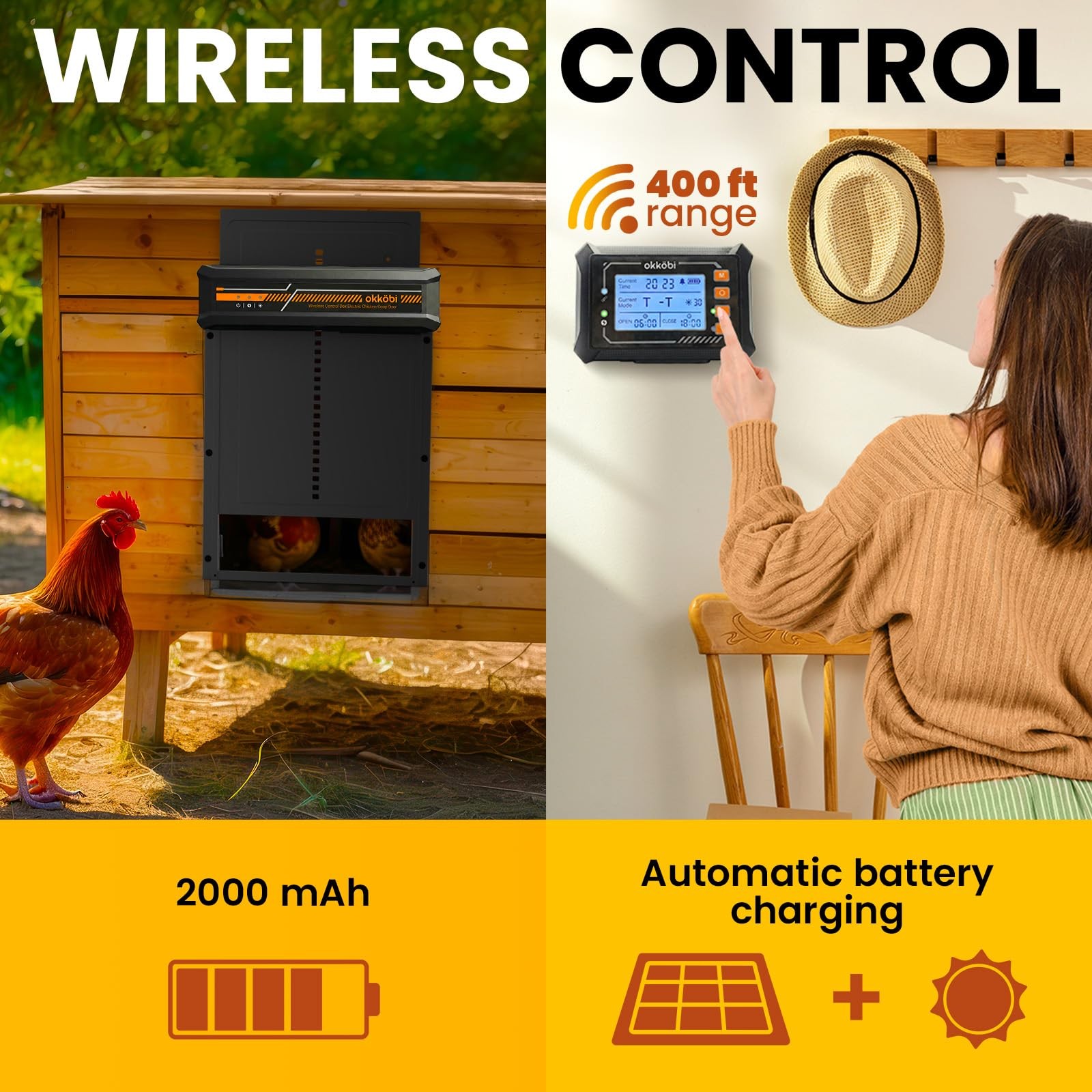 Okköbi Wireless Automatic Chicken Coop Lcd Display –