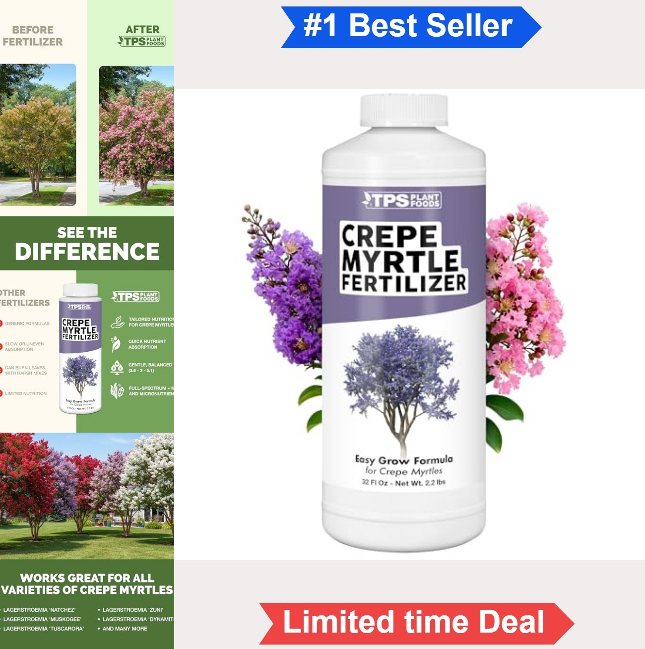 Crepe Myrtle Fertilizer 32 oz Liquid Plant Food for Vibrant Blooms Healthy