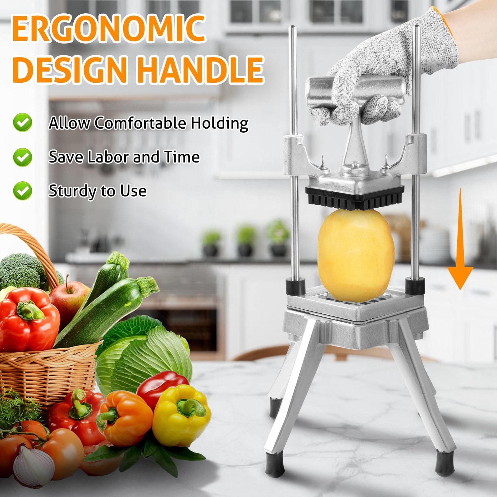 WICHEMI Commercial Vegetable & Fruit Chopper – Stainless Steel Dicer, Cutter …
