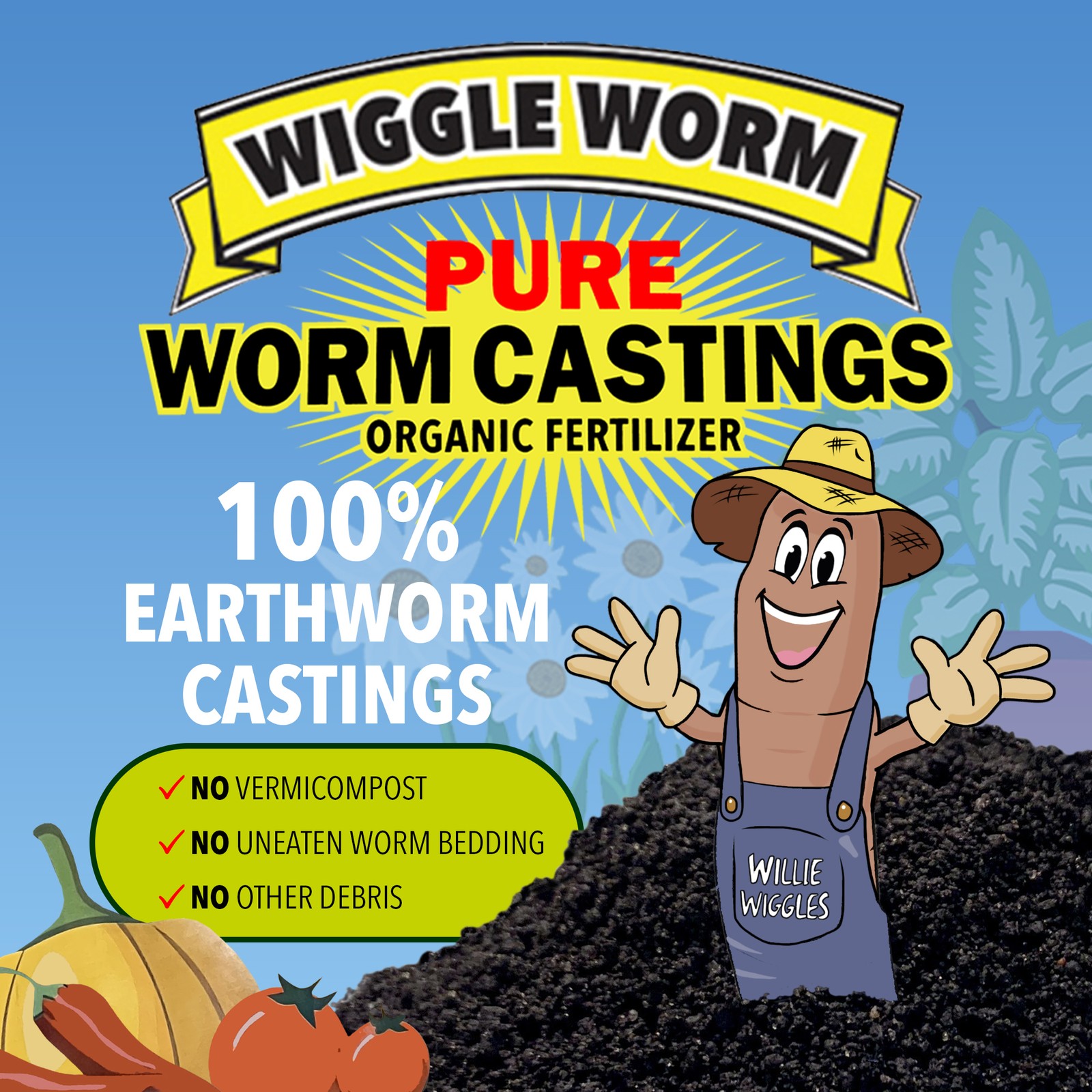 WIGGLE WORM Soil Builder Earthworm Castings Organic Fertilizer, 15 lb. (3 Pack)