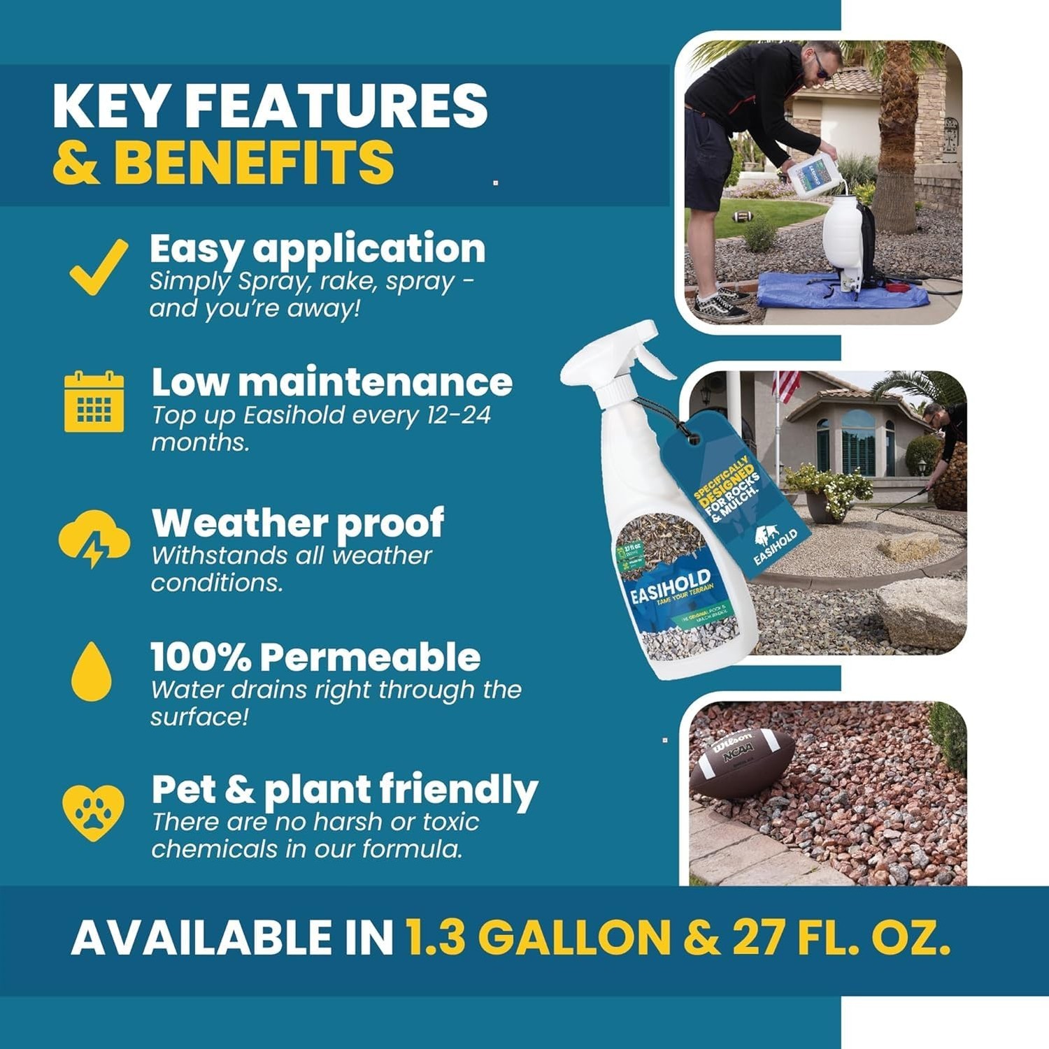 Easihold VUBA HandySpray – 27oz Mulch Glue for Landscaping and Stabilizing Mu…