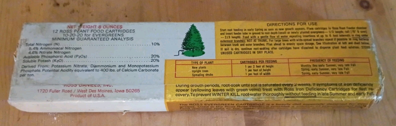 Vintage Ross Fertilizer For Beautiful Trees Package ~ Garden Shed Decor 70s 80s
