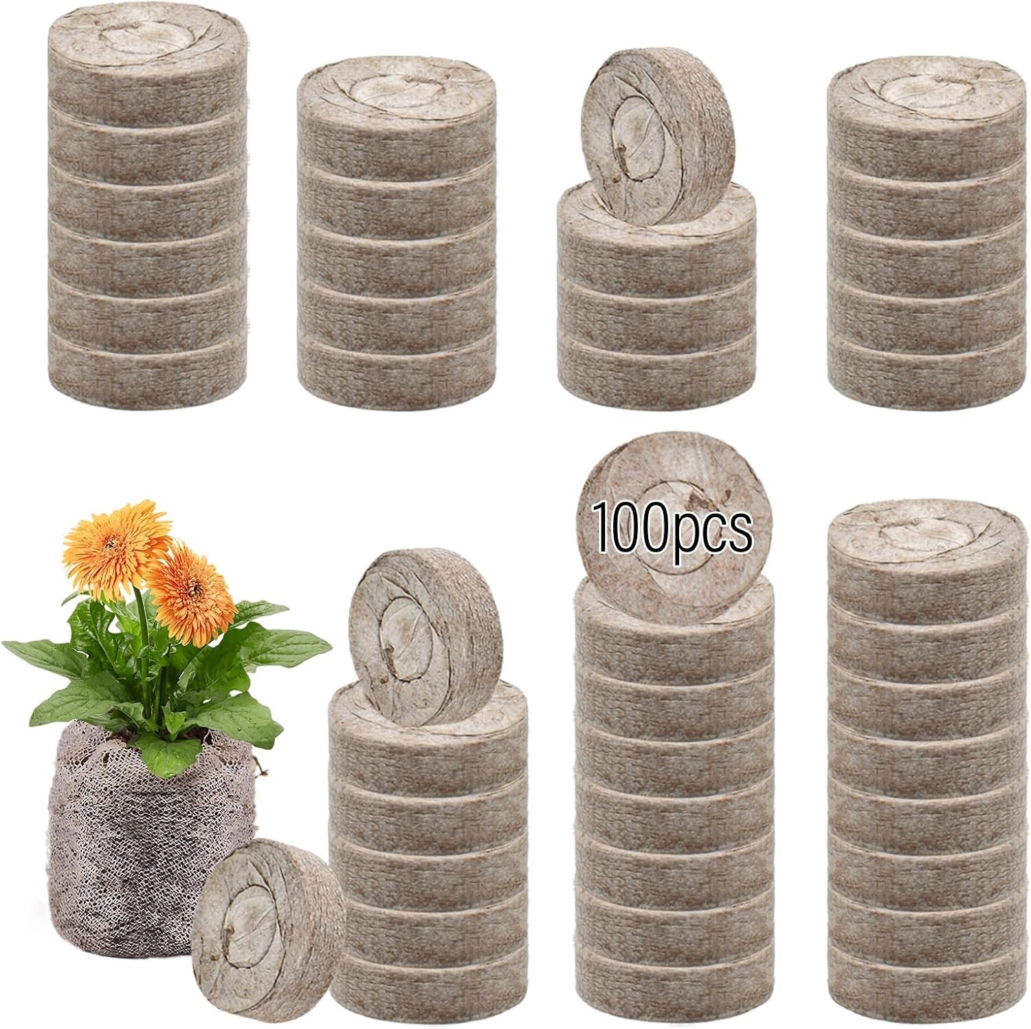 200 Pcs 40/50Mm Seed Starter Peat Pellets for Seedlings- Compressed Seed Sta