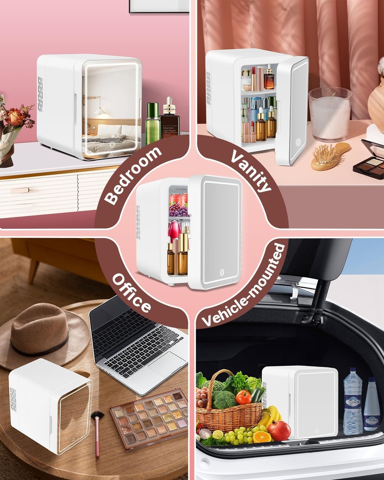 Portable Mini Fridge for Skincare Beauty Cosmetic Makeup, 4-Liter Thermoelect…