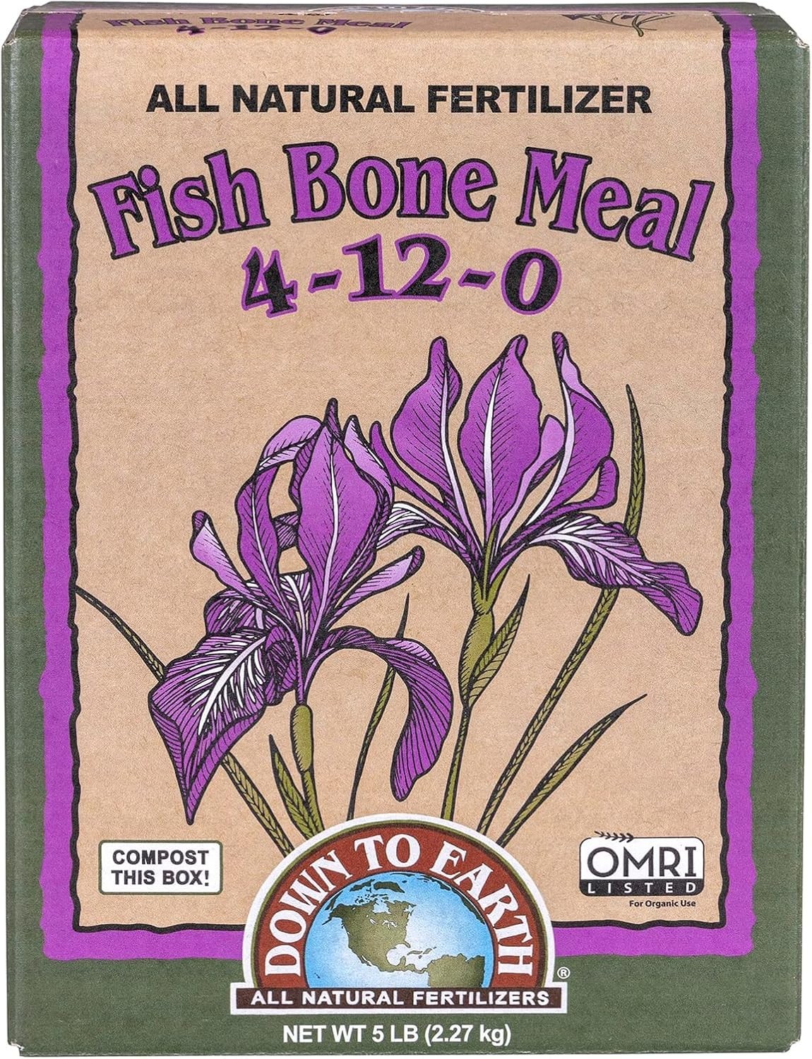 Down To Earth Organic Fish Bone Meal – 5 lb Hydroponic Plant Fertilizer 4-12-0
