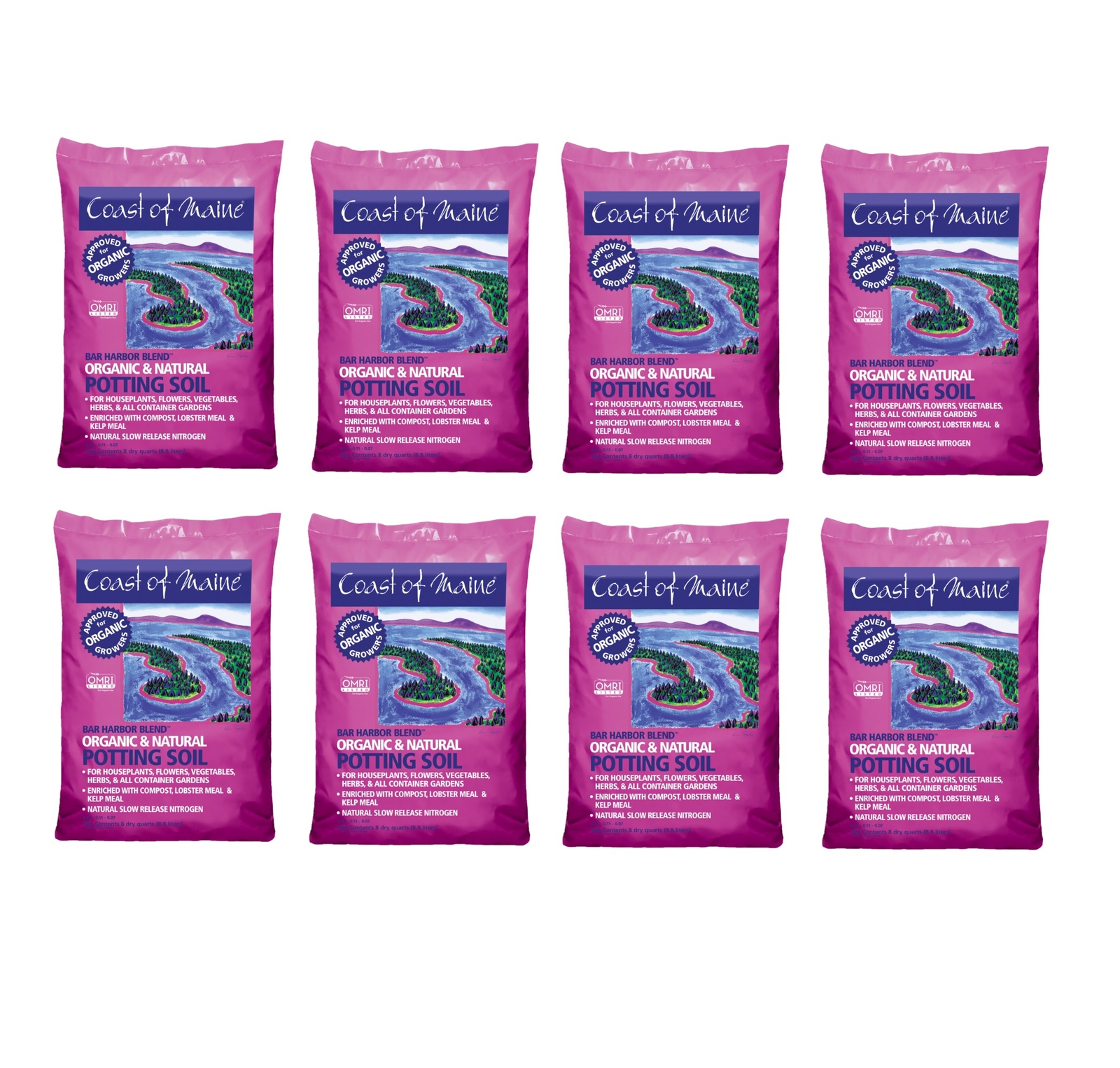 Coast of Maine (#BH8P) Bar Harbor Blend Organic Potting Soil, 8 qt (Pack of 8)
