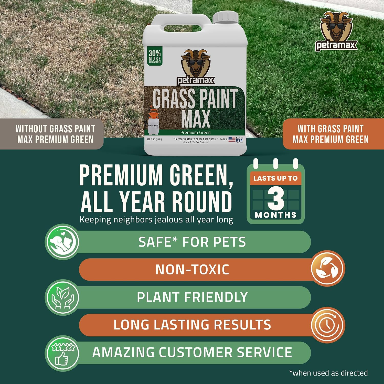 max Max Grass Paint for Lawn – Maintain Perfect Green Grass, Spray for Lawn & Sh