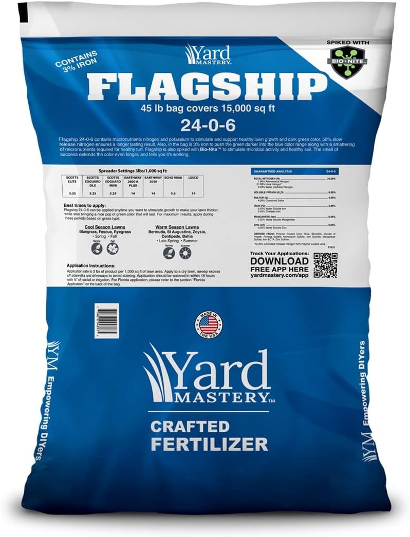 24-0-6 Flagship Granular Lawn Fertilizer W/ 3% Iron Bio-Nite™ 45 lb Bag Covers