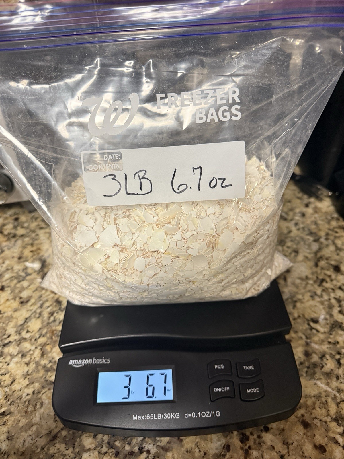 3LB 6.7oz Bag Hand Crushed Chicken Egg Shells White