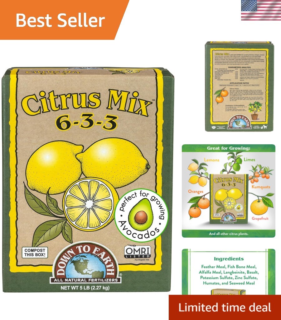 Down To Earth Organic Citrus Mix 6-3-3 – All-Natural Fertilizer for Citrus 5 lbs