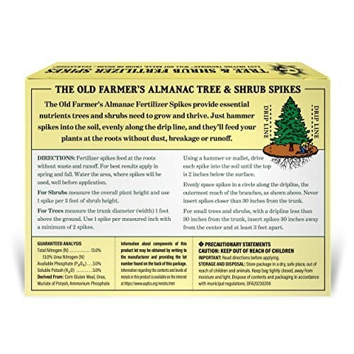 Old Farmer’s Almanac Natural Tree & Shrub Fertilizer Spikes 6-Count 1.5 lbs