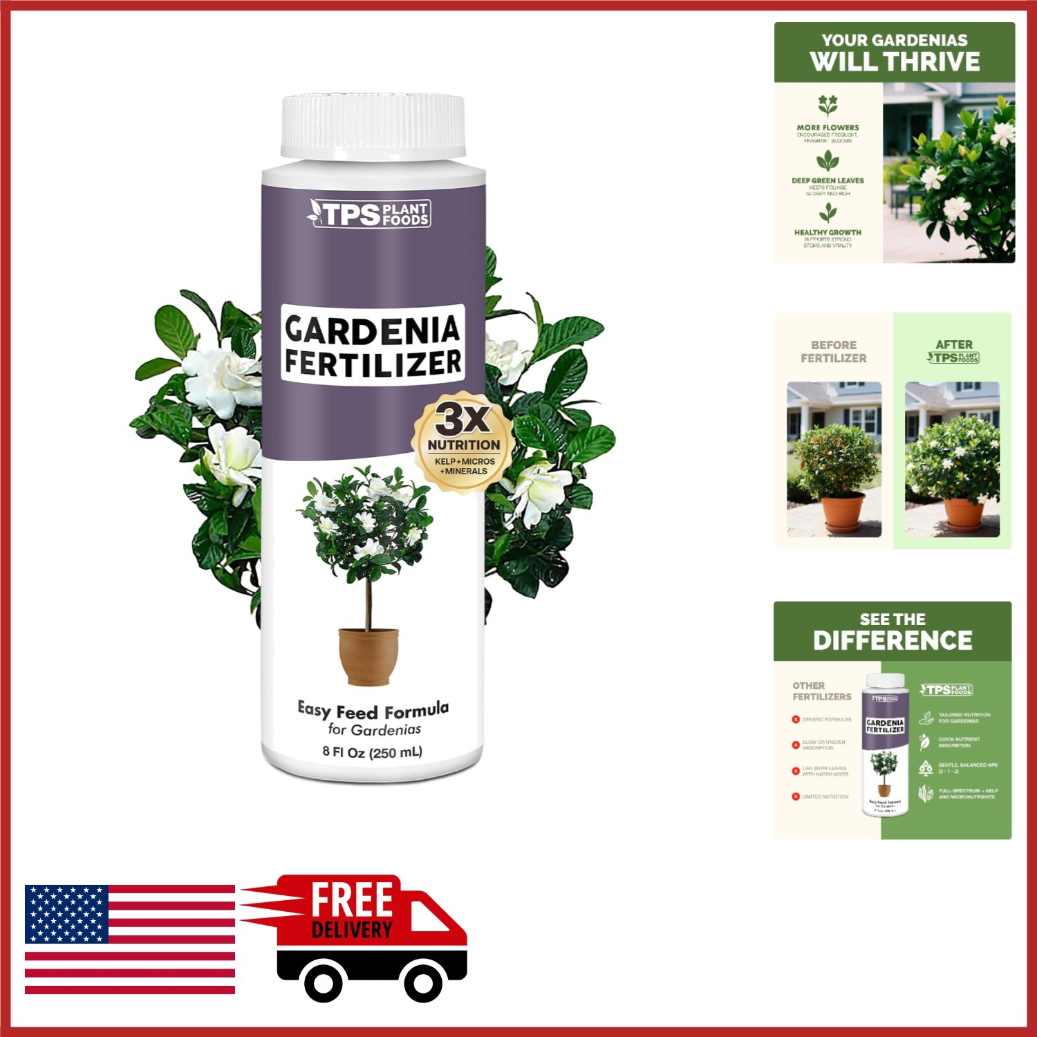 Liquid Fertilizer for Gardenia 8 oz Plant Food Supports Healthy Growth & Blooms