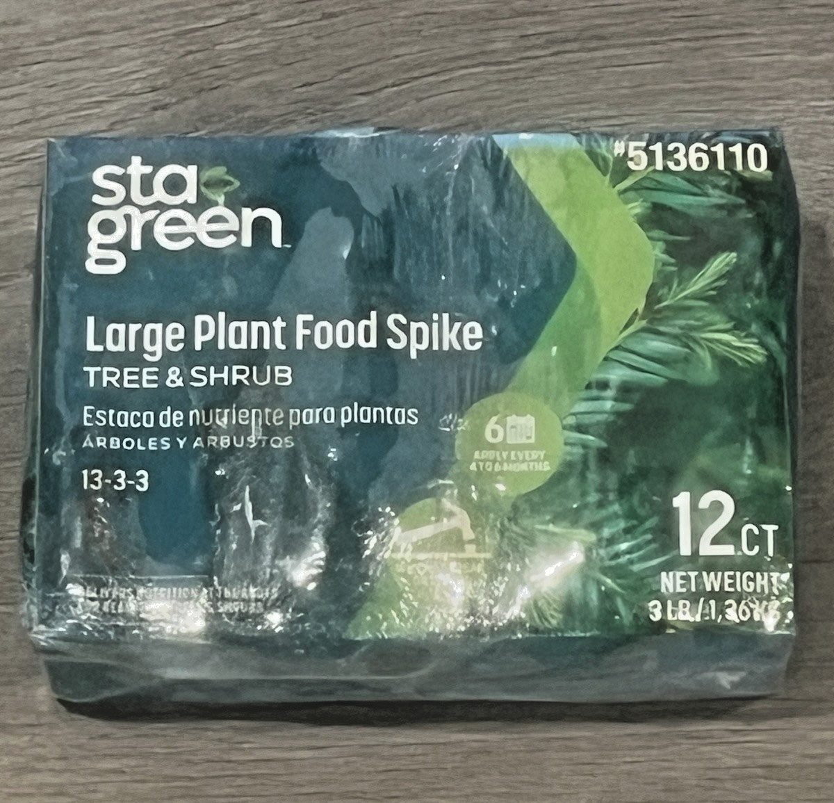 Sta-Green Large Plant Food Spike Trees & Shrubs Nutrition 12 Spikes 13-3-3 NKP