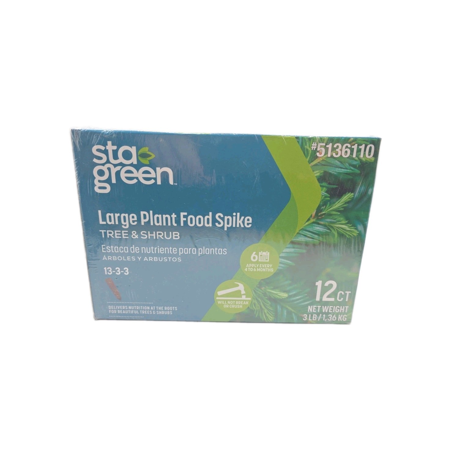 Sta-Green Large Plant Food Spike Trees & Shrubs Nutrition 12 Spikes 13-3-3