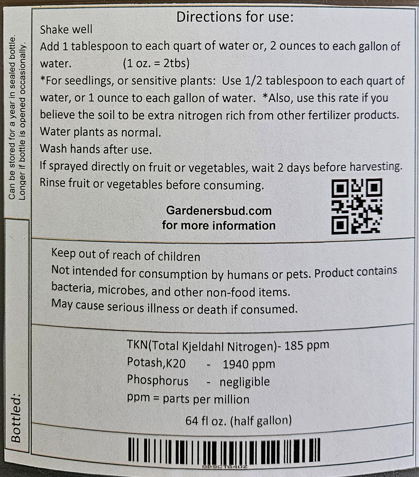 Super Compost Tea, organic plant food (1 Gallon)