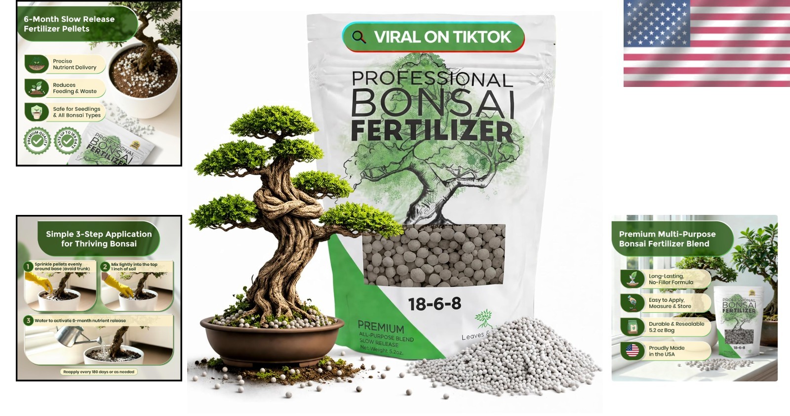 Bonsai Fertilizer Pellets 18-6-8 | Slow Release for All Trees – 5.2 oz