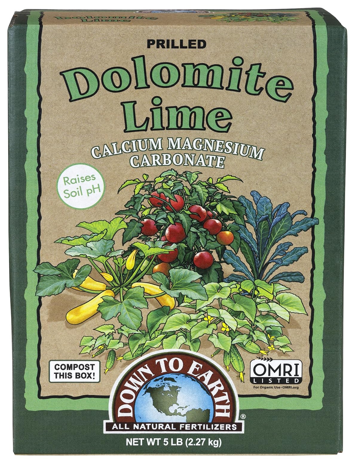 Organic Dolomite Lime, Calcium Magnesium Carbonate for Soil pH, 5 lb